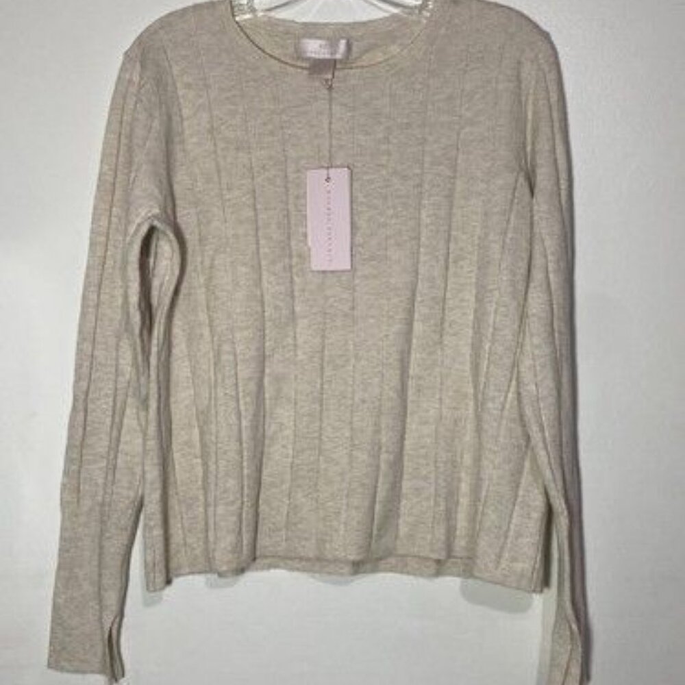 Rachel Parcell beige sweater size Small slit sleeve